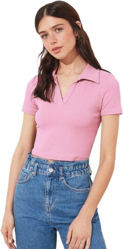 Plain Printed Polyester Ladies Collar T-Shirt, Size : All Size