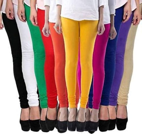 Plain Printed Straight Fit Cotton Ladies Leggings, Size : All Size