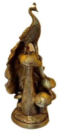 Golden Polished Brass Decorative Peacock Statue, Packaging Type : Thermocol Box