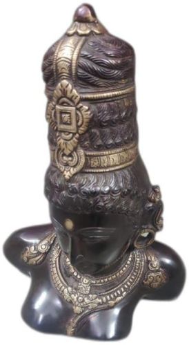 Brass Goddess Parvati Head Statue, For Home, Temple