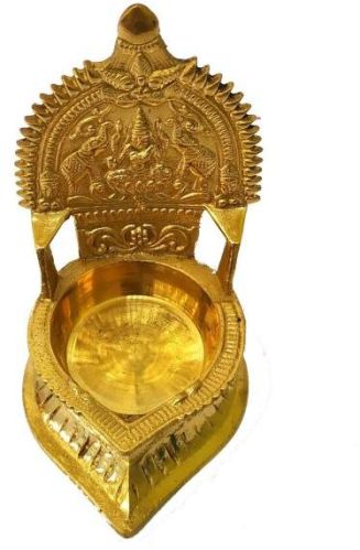 Golden Polished Brass Kamatchi Vilakku Diya, For Pooja, Feature : Corrosion Proof, Fine Finishing