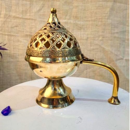 Golden Polished Brass Loban Burner, For Pooja, Feature : Easy To Clean, Super Fine Quality