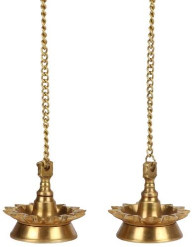 Golden Brass Small Hanging Diya Set, For Home Decor, Feature : Corrosion Proof, Fine Finishing