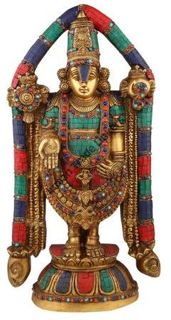 Traditional Brass Tirupati Balaji Statue, For Religious Purpose, Color : Golden