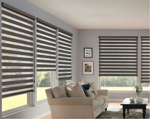 Black Plain Horizontal Bamboo Window Blinds