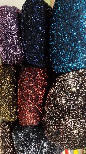 Multicolor Velvet Sequence Work Fabric, Feature : Fad Less Color