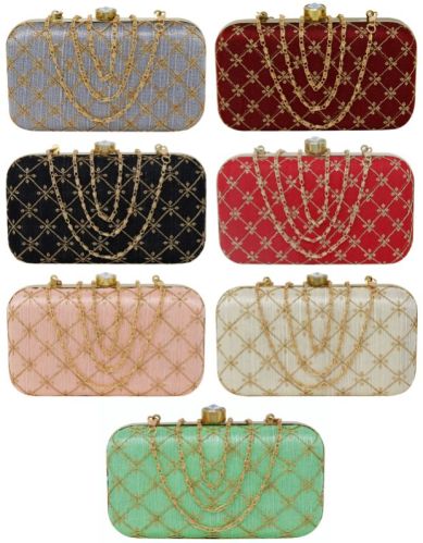 Mulit Colour Rectangular Velvet Ladies Clutch Bag, For Party, Casual, Pattern : Printed