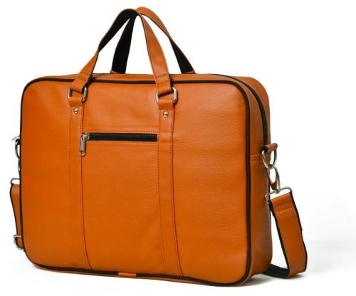 Yellow Synthetic Leather Laptop Bags, For Office, Pattern : Plain
