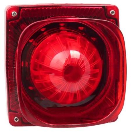 Red Durable Plastic Siren With Flasher, For Fire Safety