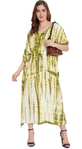 Printed Kaftan Dress, Size : Free