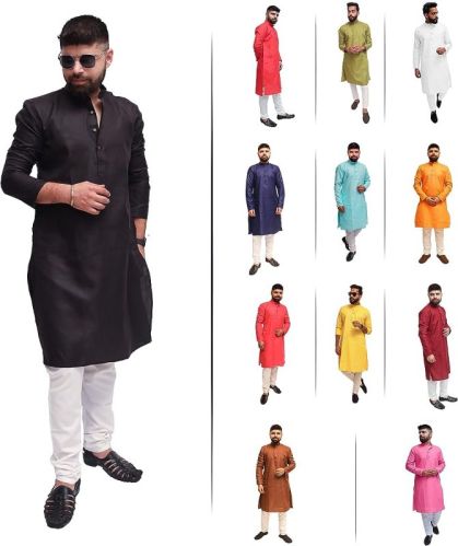 Silk Mens Plain Kurta, Size : All Size