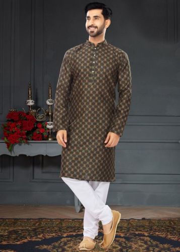 Polyester Mens Printed Kurta, Size : All Size