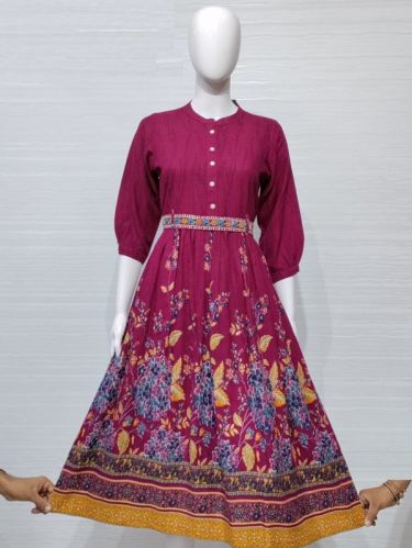 Heavy Rayon Kurti With Embroidered Belt, Size : XL, XXL