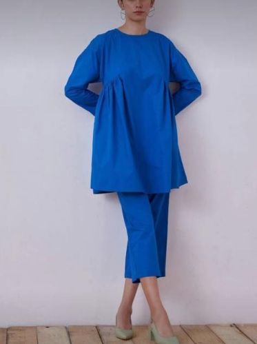 Plain Blue Women Co Ord Set, Size : XL