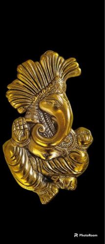 Brass Wall Hanging Ganesha Statue, For Interior Decor, Office, Home, Gifting