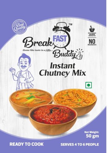 Breakfast Buddy Rectangle Instant Chutney Mix, For Ready To Cook, Size : 50gm
