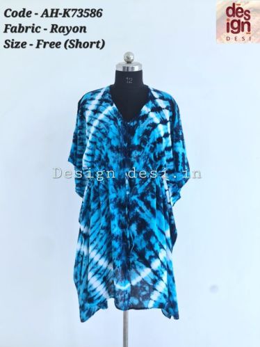 Blueish Blue Hues Kaftan (Rayon Tie Dye)