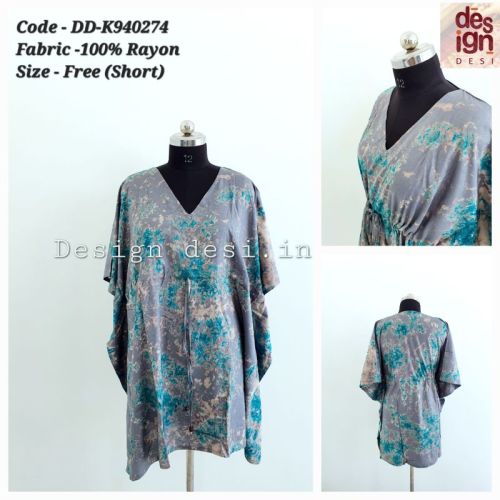 Mat Colorful Escape Kaftan (Rayon Tie Dye), Size : Free Size