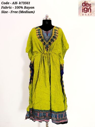 Design Desi Rayon Rhapsody Kaftan, For Casual Wear, Size : Free Size