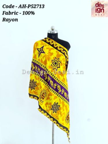 Design Desi Rayon Yellow Haze Scarf Pareo, For Casual Beachwear, Feature : Printed, Light Weight.