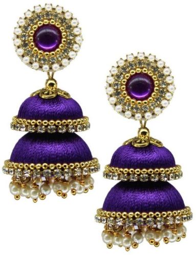 Silk Thread Jhumka Earrings, Packaging Type : Plastic Packet