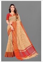 Beige Printed Exclusive Cotton Sarees