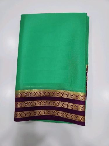 Pure Mysore Crepe Silk Saree, Occasion : Festive Wear