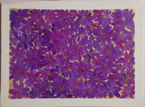Purple Blooming In Nature Canvas Paintings, For Decoration, Style : Abstract