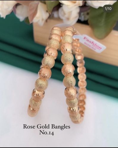 Polished Rose Gold Bangles, Color : Golden