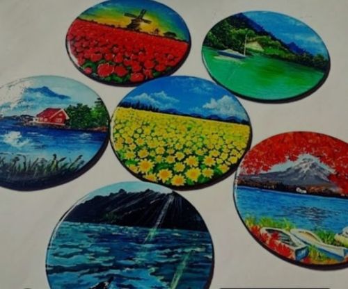 Aluminum Non Polished Coaster Set, For Decoration Use, Hotel Use, Restaurant Use, Tableware, Shape : Round