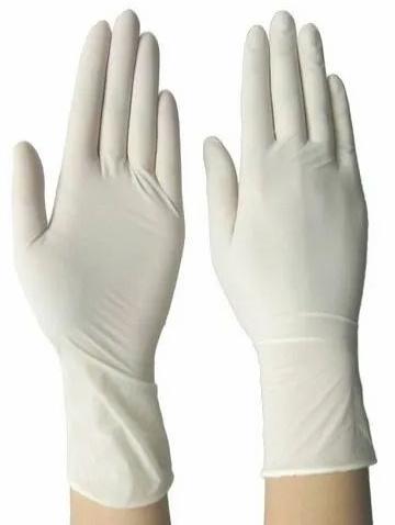 White Latex Examination Gloves, For Medical Use, Pattern : Plain