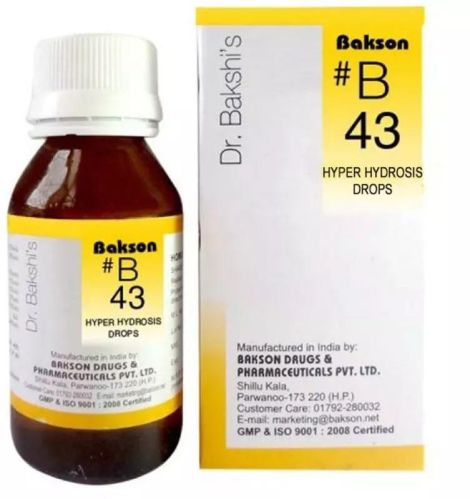 Bakson B43 Hyperhidrosis Drops, Packaging Size : 30ml