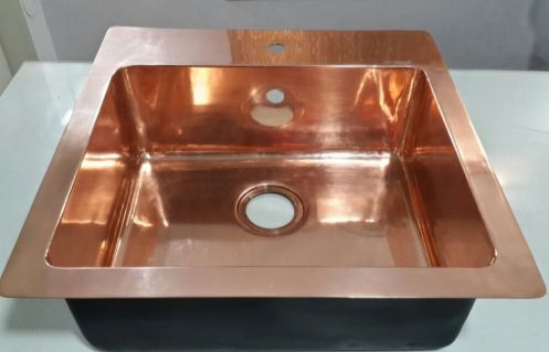 Brown GE 1633 Copper Kitchen Sink, Shape : Square