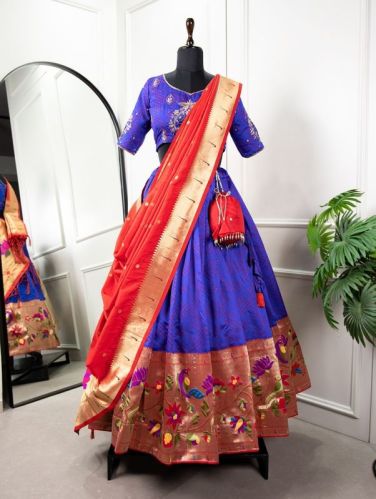 Jacquard Silk Paithani Lehenga Choli, Occasion : Party Wear