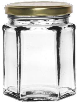 Transparent 200 ML Hexa Glass Jar, For Food Storage, Cap Type : 63 MM Lug Cap