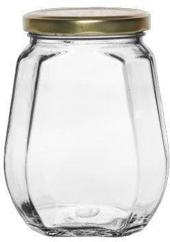 Transparent Hexagonal 380 ML Octa Glass Jar, For Food Storage