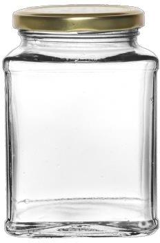 Transparent Square Metal 400 ML Glass Jar, For Food Storage, Cap Type : 63 MM Lug Cap