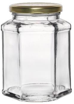 Transparent 400 ML Hexa Glass Jar, For Food Storage, Cap Type : 63 MM Lug Cap