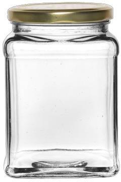 Transparent Square Metal 600 ML Glass Jar, For Food Storage, Cap Type : 63 MM Lug Cap