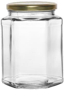Transparent 750 ML Hexa Glass Jar, For Food Storage, Cap Type : 82 MM Lug Cap