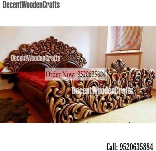 Royal Wooden Hand Carved Bed, For Bedroom