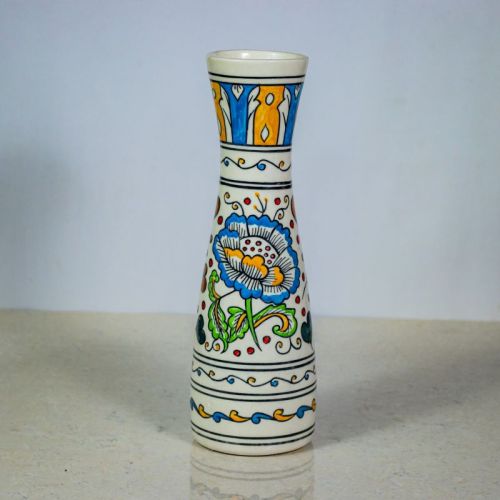 Multicolor Cylinder Ceramic Hand Painted Flower Vase, For Decoration