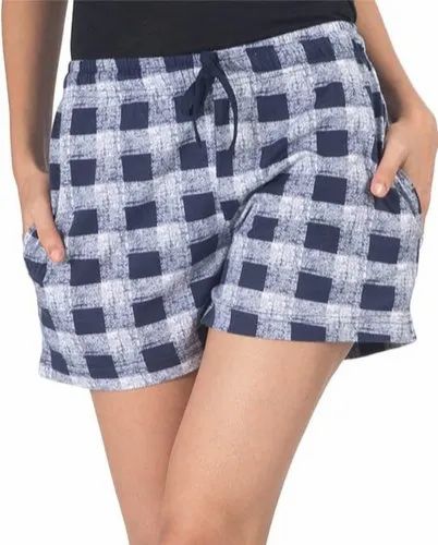 Checked Ladies Cotton Shorts, Color : Multicolor