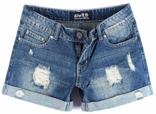 Blue Plain Ladies Denim Shorts