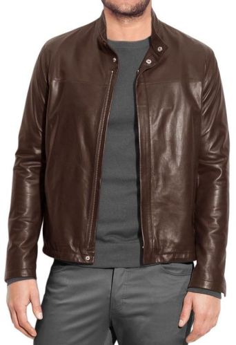 Plain Full Sleeves Men Biker Leather Jacket, Gender : Male