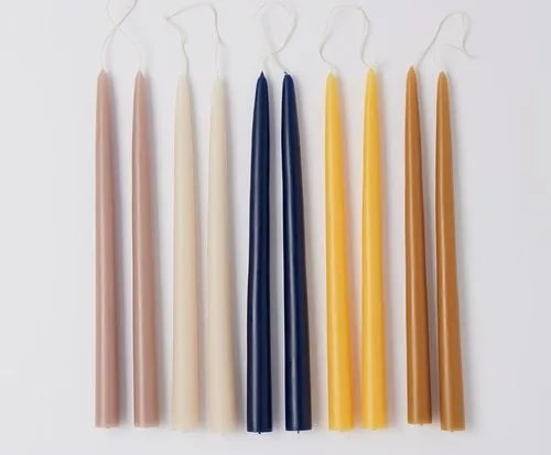 9.5 Inch Round Plain Polished Beeswax Taper Candle, For Lighting