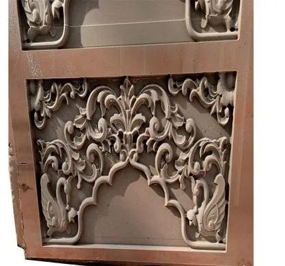 Rectangle Carved Polished Brown Sandstone Wall Panel, For Construction, Size : Standard