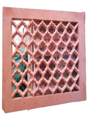 Rectangular Polished Red Sandstone Jali, For Construction