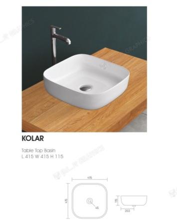 White ICEBERG Plain Polished Ceramic KOLAR WASH BASIN TT, For Home, Hotel, Restaurant, Style : Modern