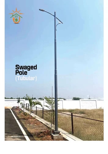 Grey Dual Arm Galvanized Iron Pole, Certification : ISI Certified